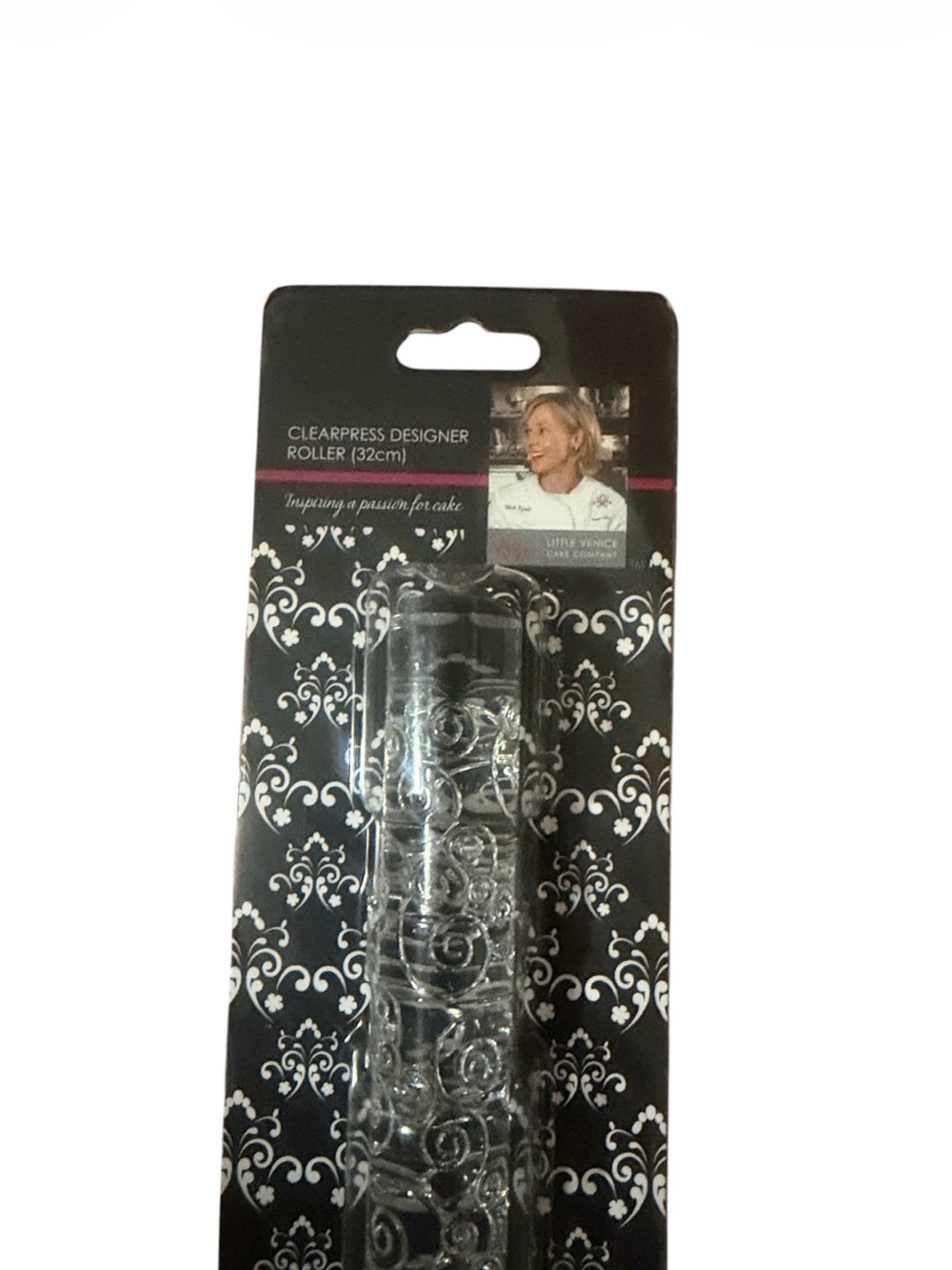 Clear Embossed Designer Rolling Pin 32 cm Swirl Pattern